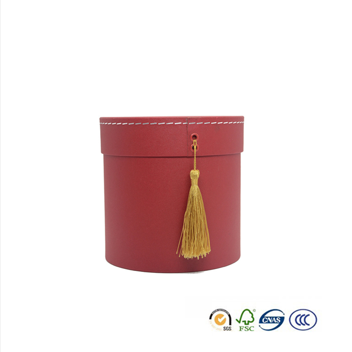 Red round paper tube box